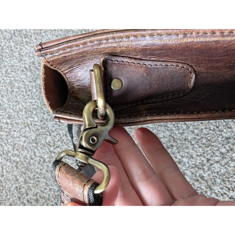 Brown Distressed Buffalo Leather Messenger Bag Laptop Briefcase Travel Bag